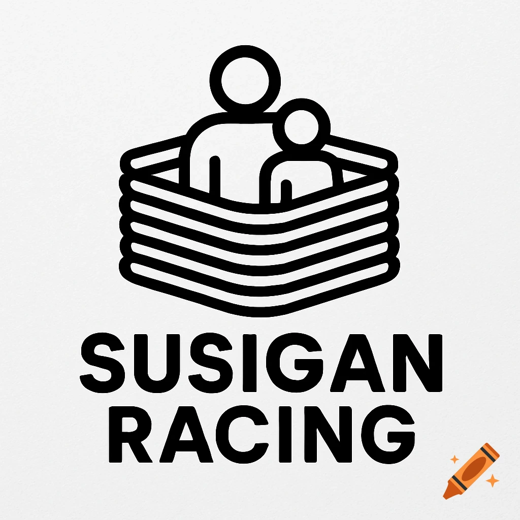Black and white logo with layered structure containing two figures and 'SUSIGAN RACING' text.