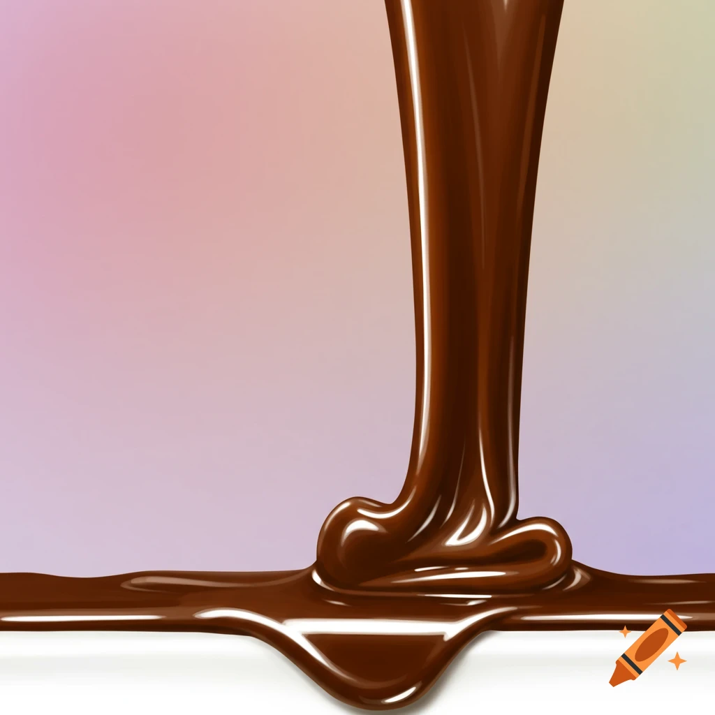 Thick brown liquid pouring onto a white surface with a gradient background