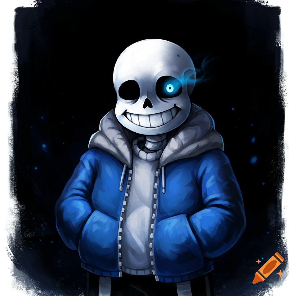 Illustration of the skeleton character Sans from the video game Undertale.