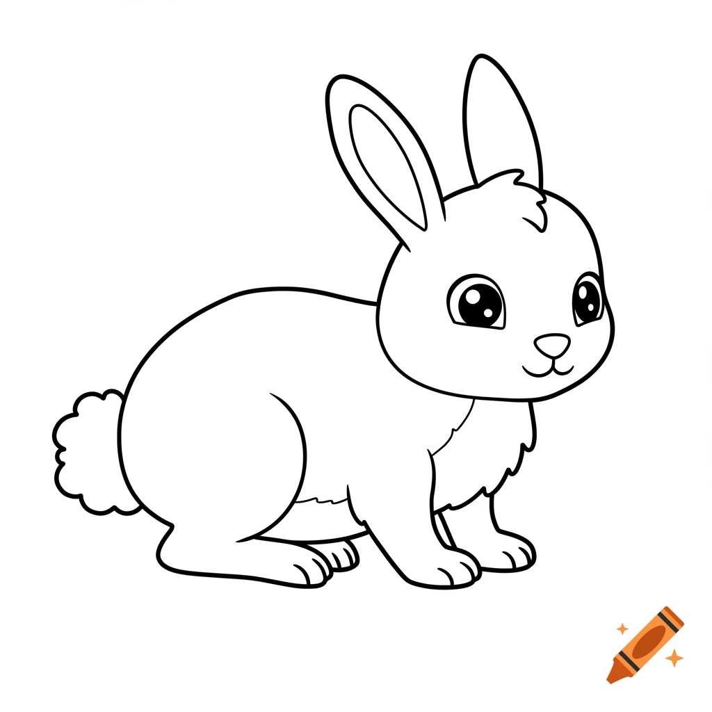 Line drawing of a cute bunny for coloring