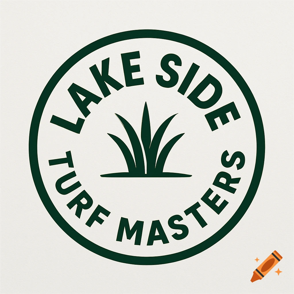 Circular logo with text 'LAKE SIDE TURF MASTERS' and stylized grass.