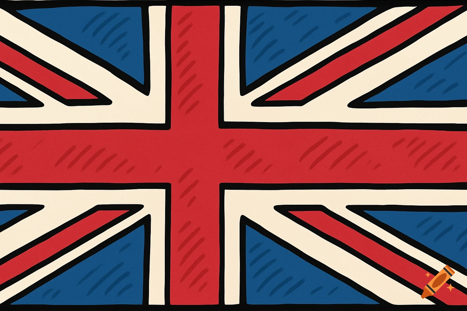Cartoony illustration of the UK flag