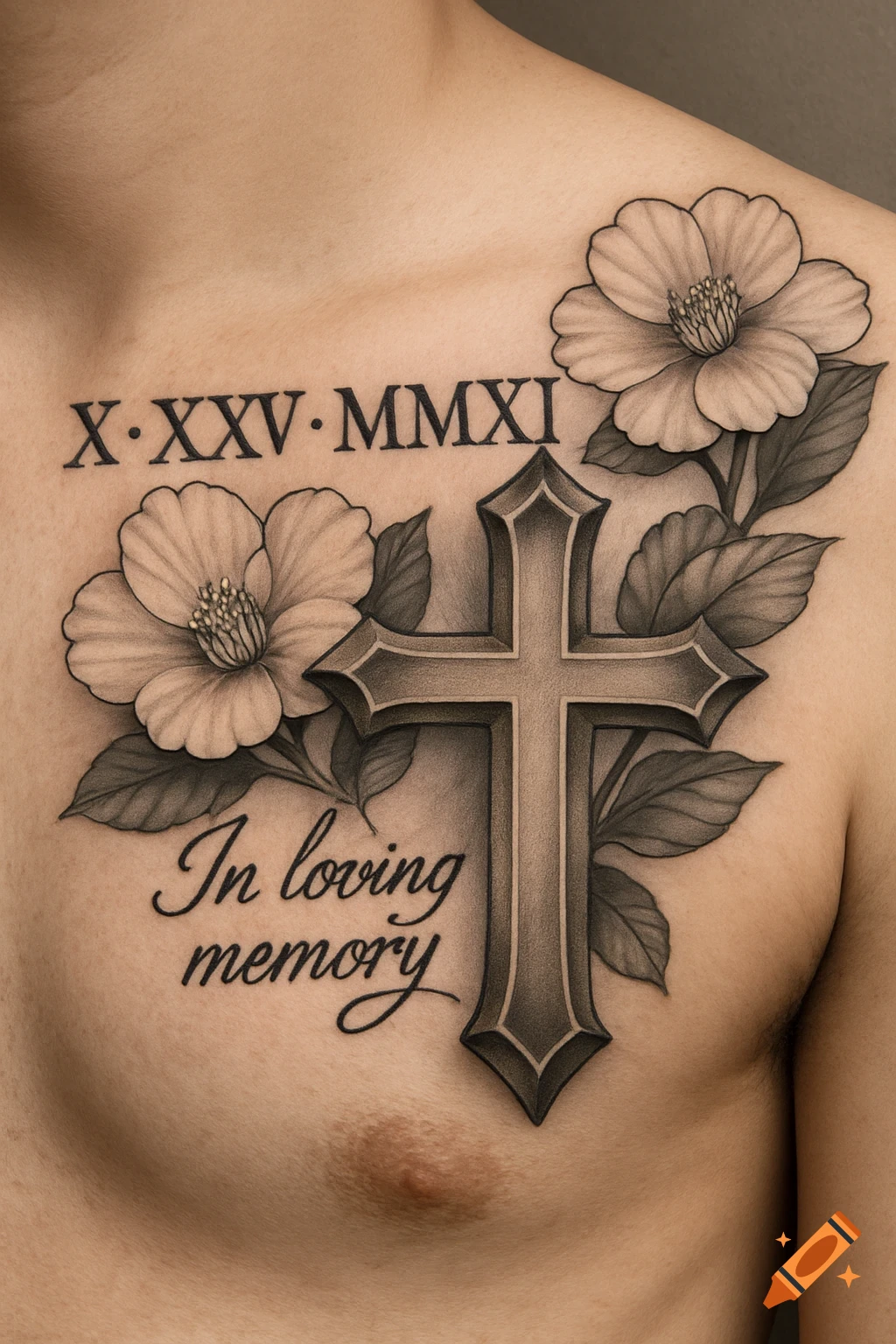 Cross Tattoo with Roman Numerals: A Bold Statement