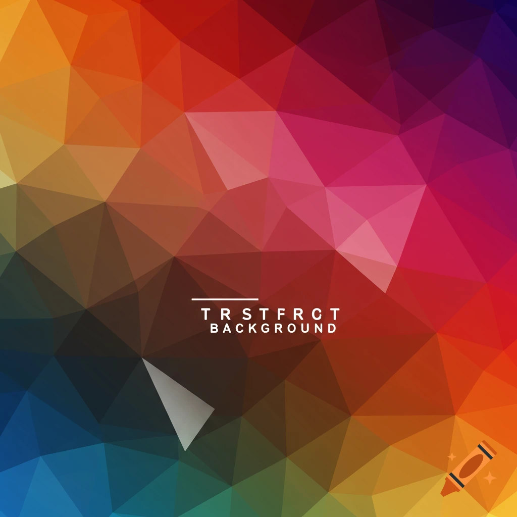 An abstract geometric background with triangular shapes and a colorful gradient.