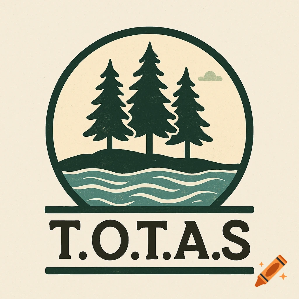 Logo with three trees, water, and the text T.O.T.A.S