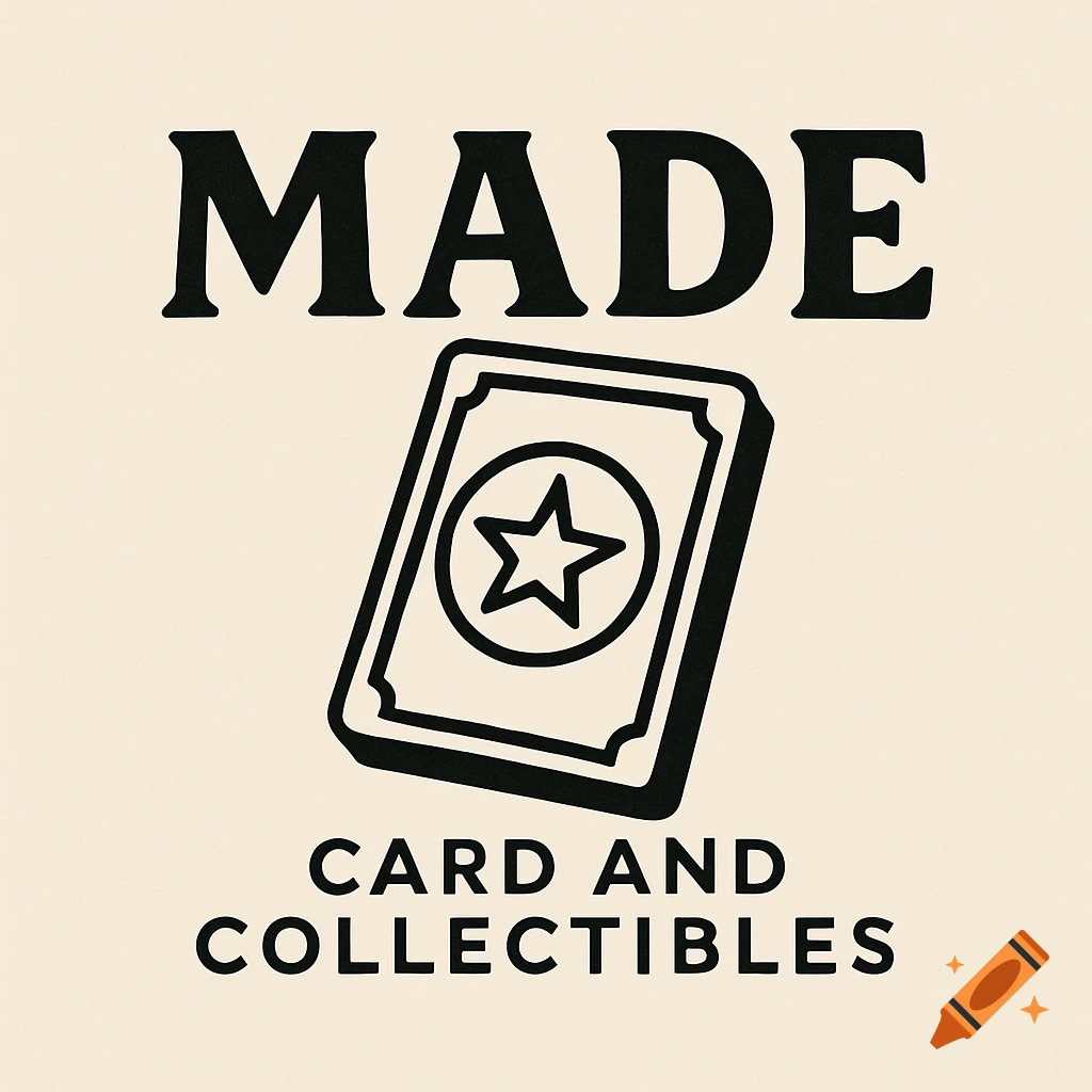 Logo with text MADE CARD AND COLLECTIBLES and a playing card graphic