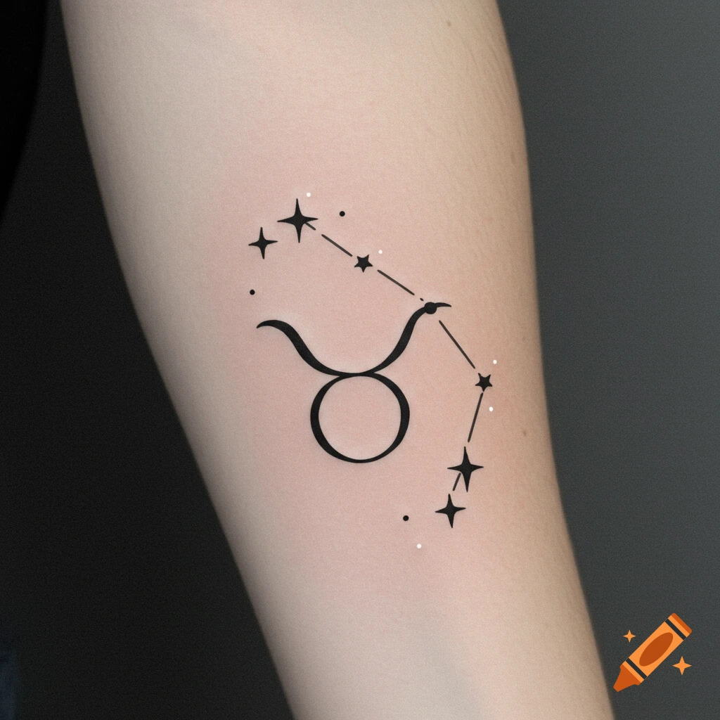 Minimalist Taurus constellation tattoo on arm