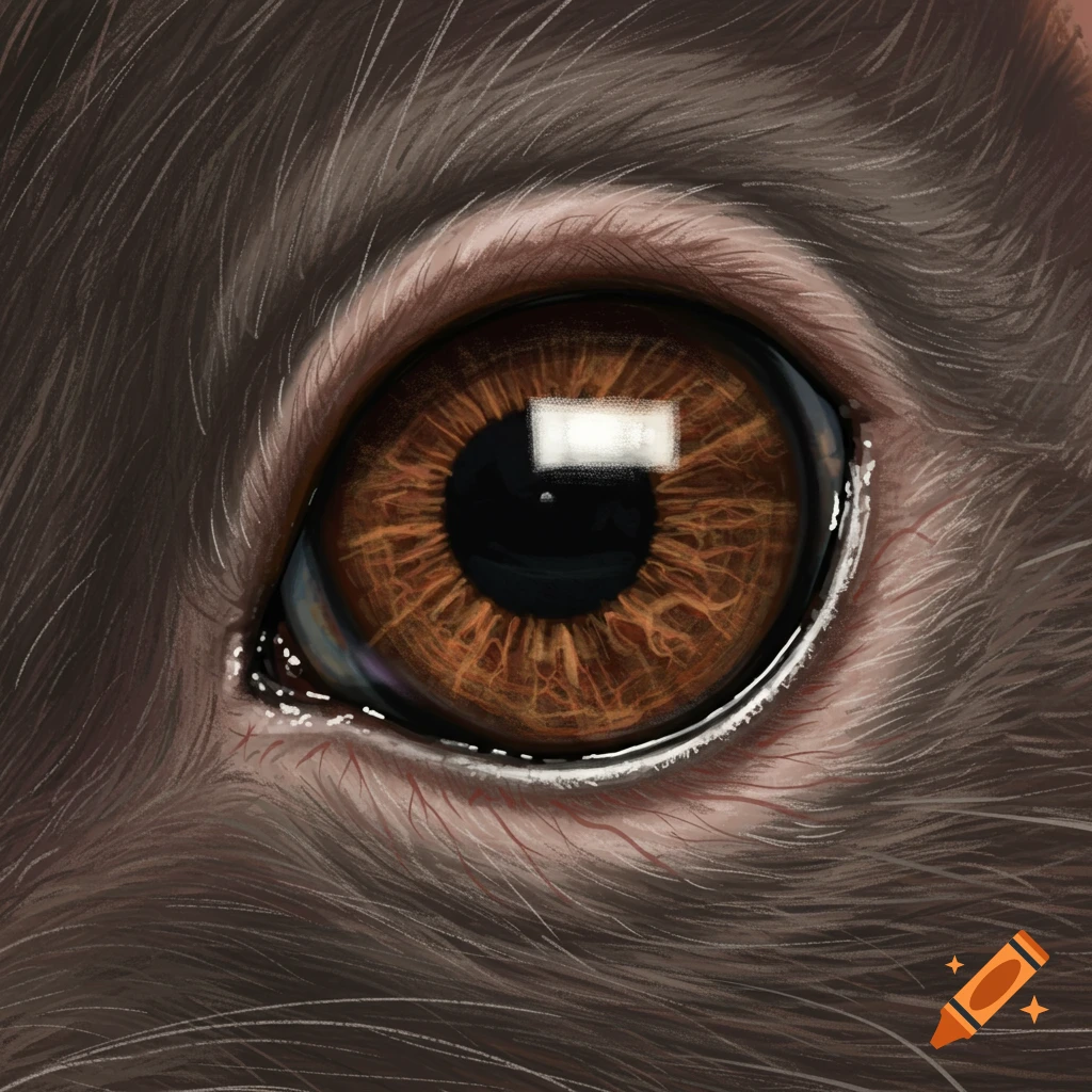 Close-up digital painting of a rat eye with a brown iris.