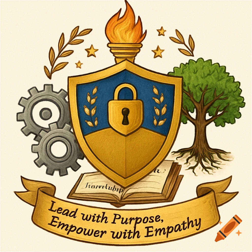 Integrity Torch Illustrated emblem with shield, torch, gears, tree, book, and banner ...