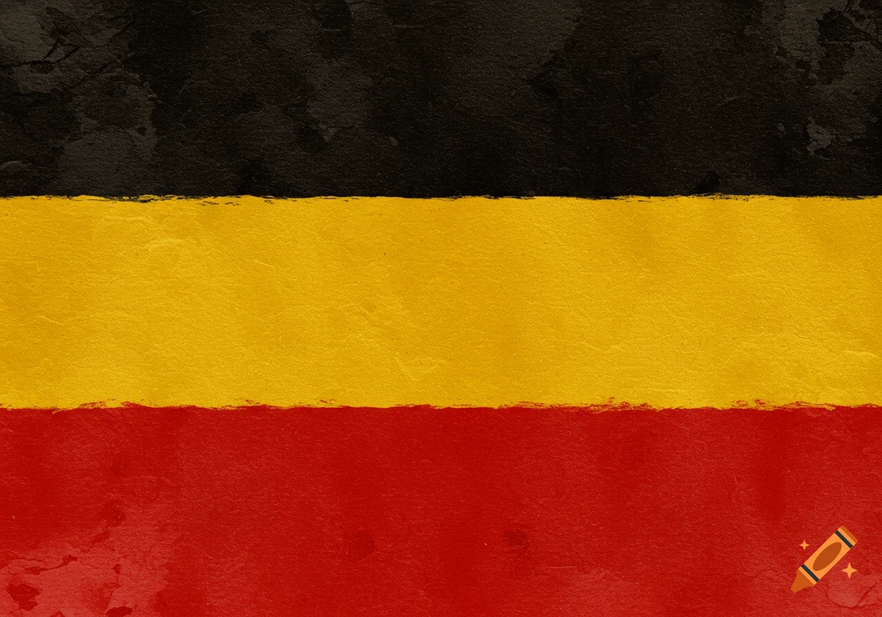 Textured depiction of the German flag with horizontal black, yellow, and red stripes.