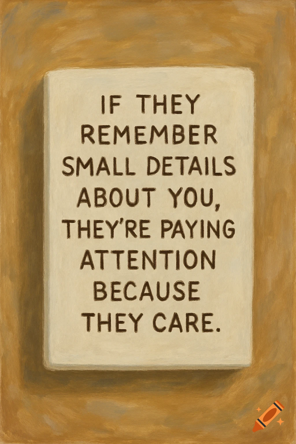 Text on a white rectangle says, 'If they remember small details about you, they're paying attention because they care.'