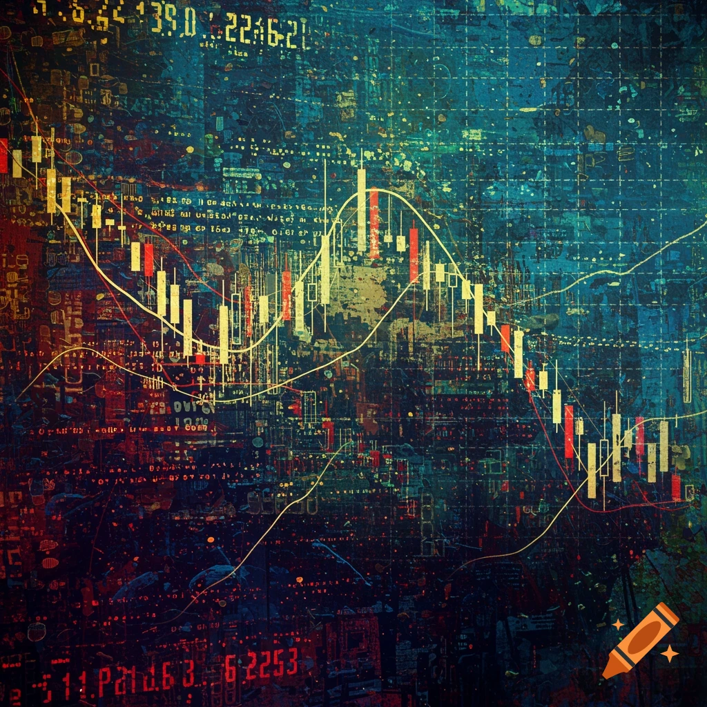 Abstract grunge background with stock trading charts and financial data ...