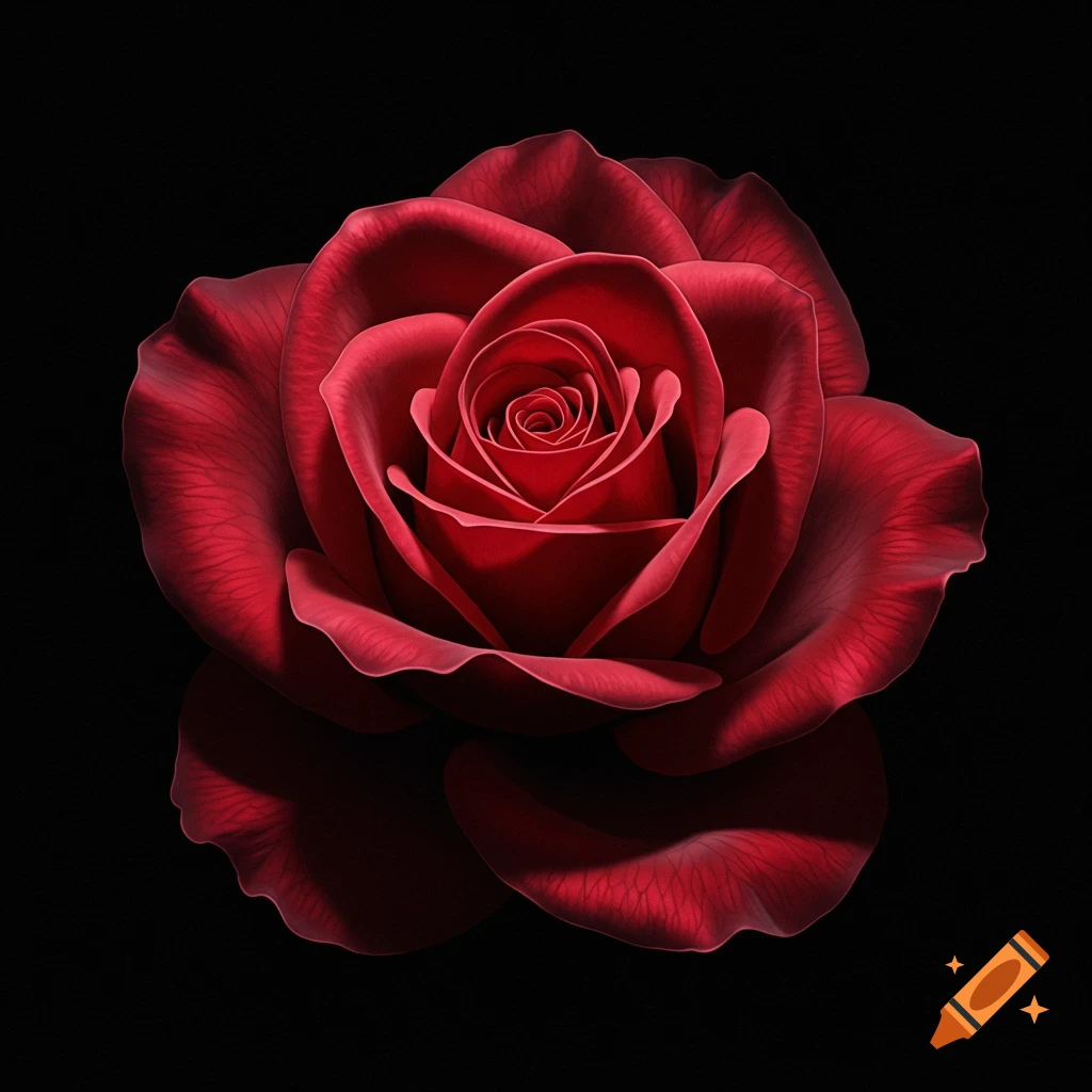 Close-up of a dark red rose on a black background.
