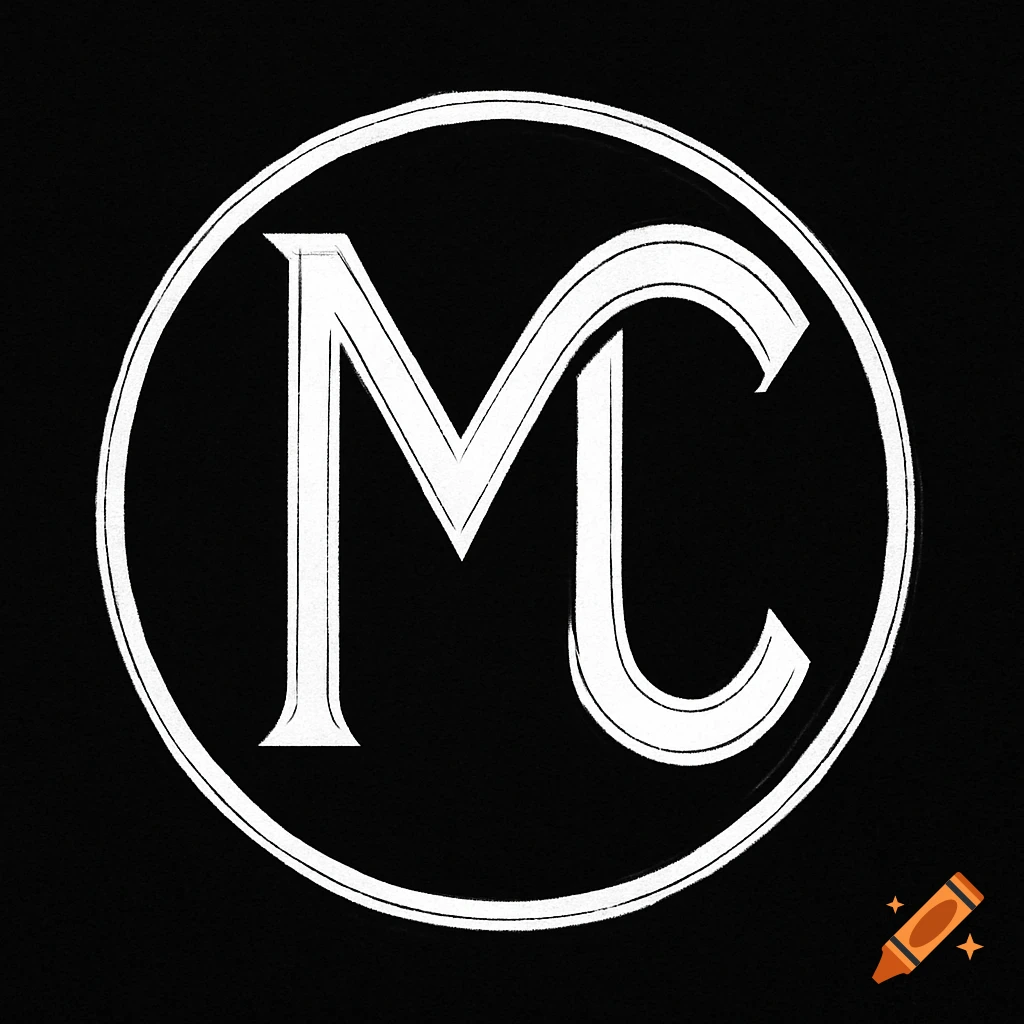 White circular logo with stylized letters MC on a black background.