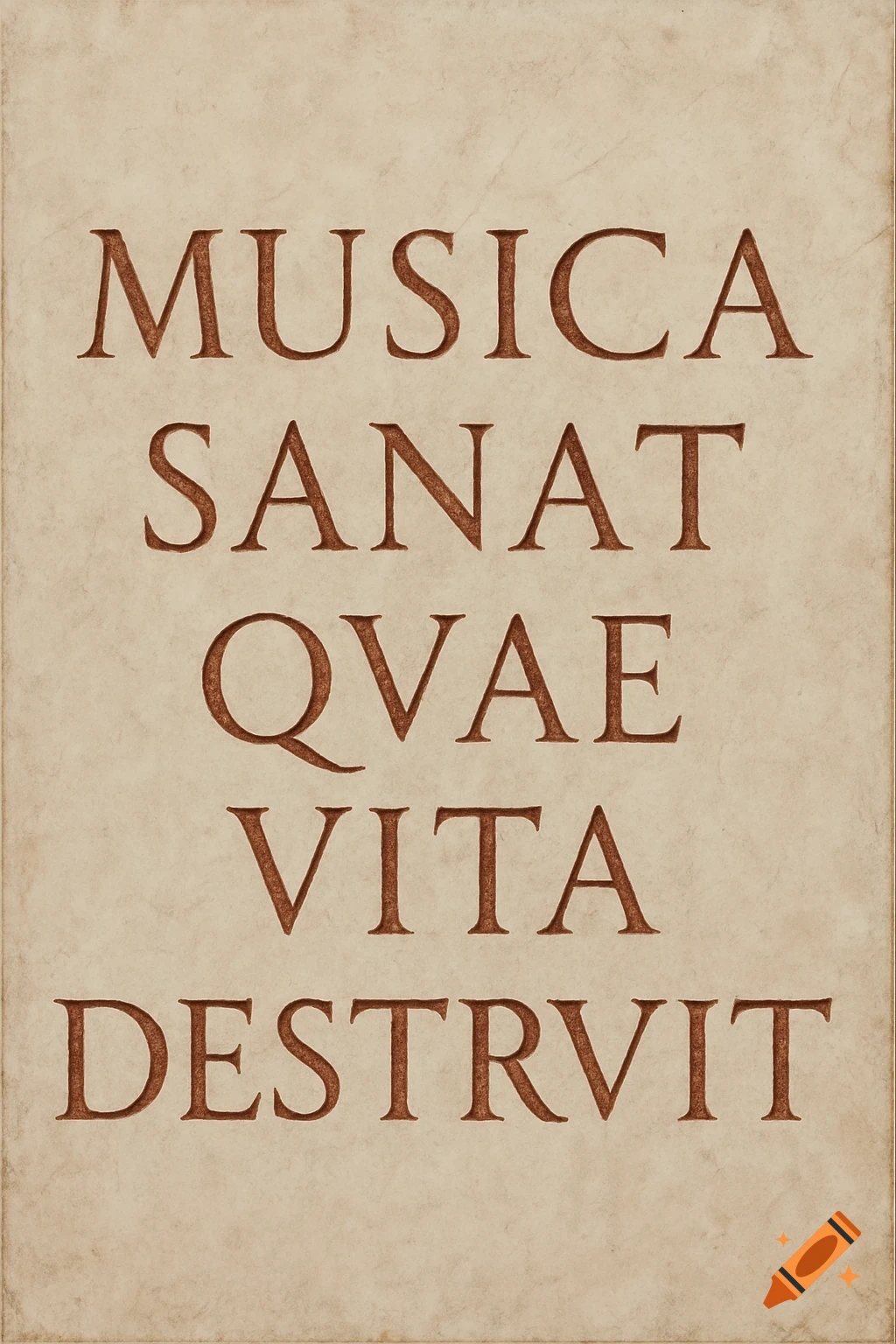 Latin inscription engraved on a light brown stone background