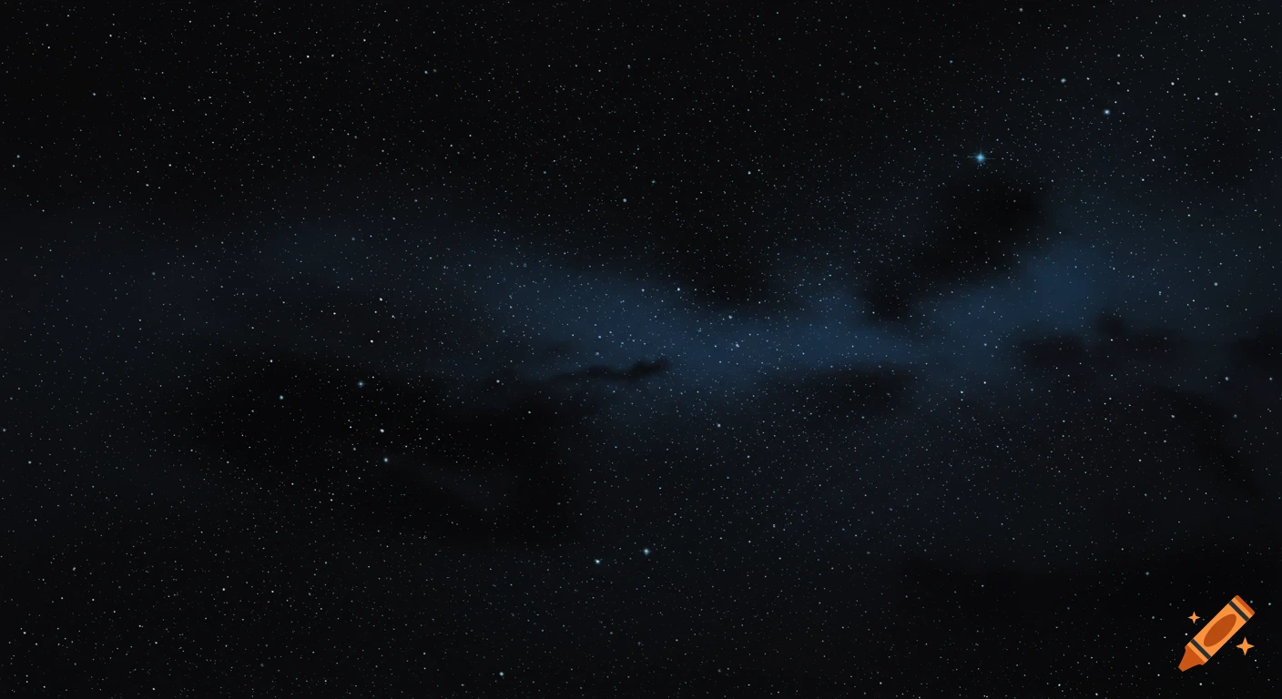 A dark night sky filled with sparkling stars and a blue nebula.