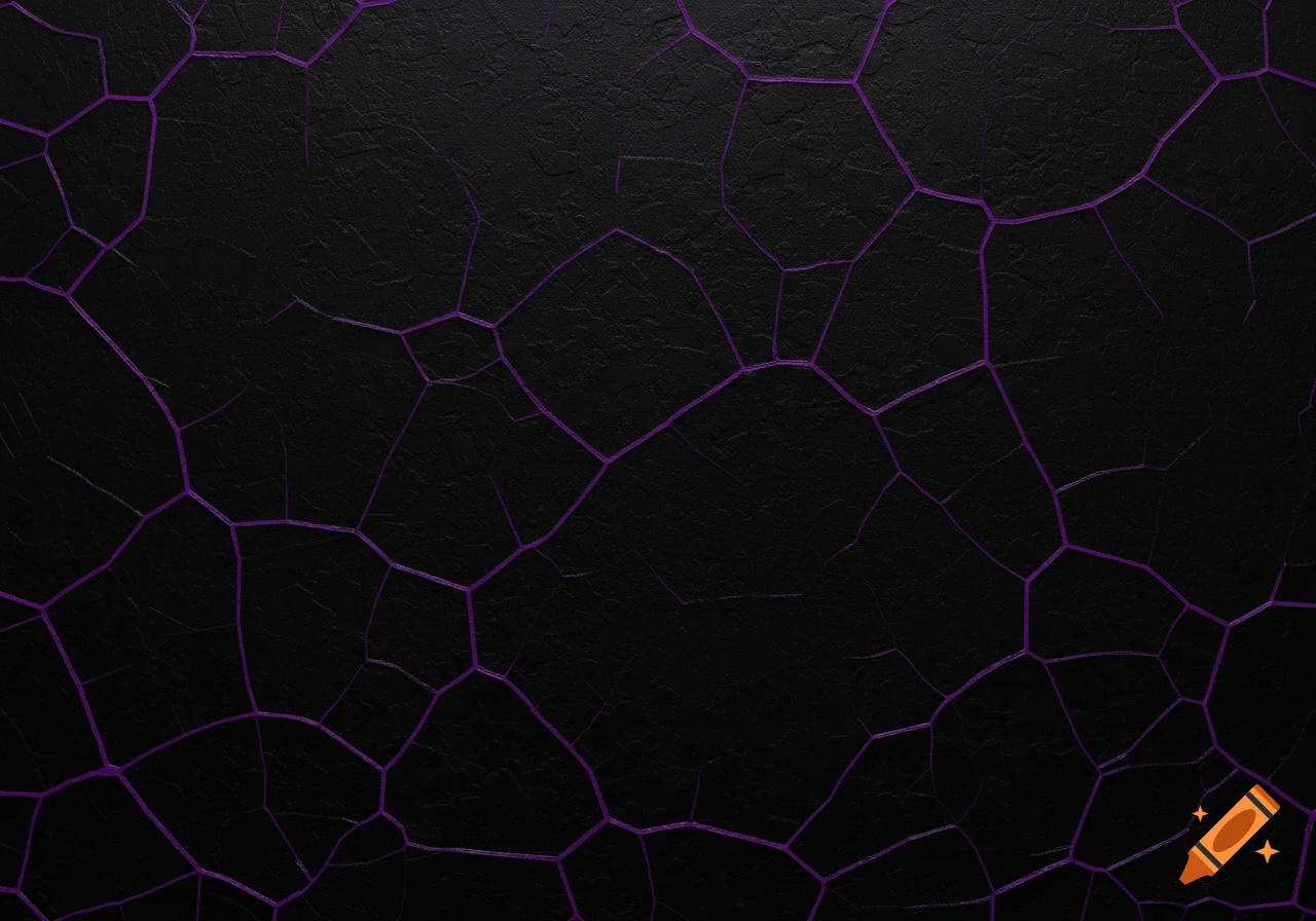 A dark background with purple crack-like lines.