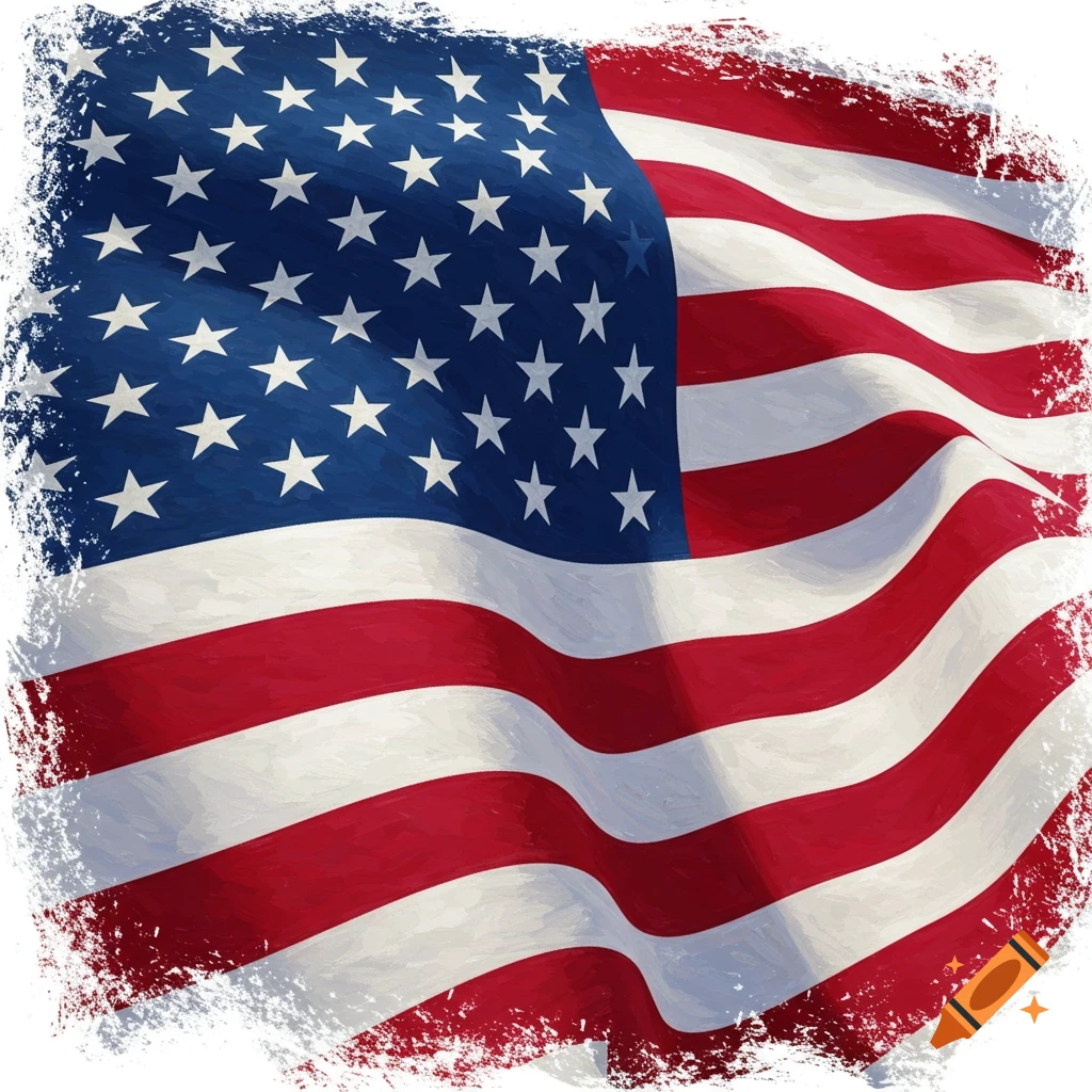 A waving American flag with distressed edges.