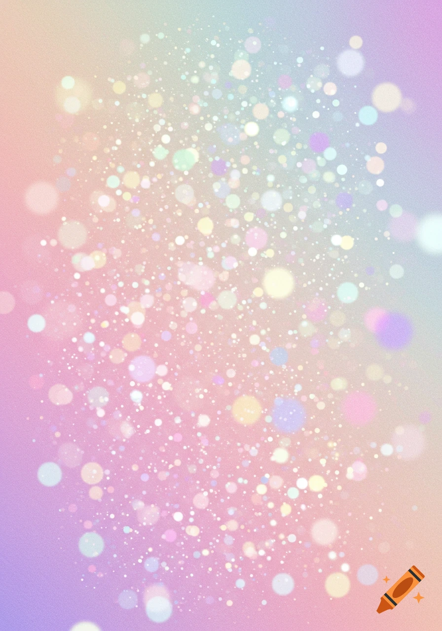 Pastel gradient background with bokeh lights and sparkly texture.