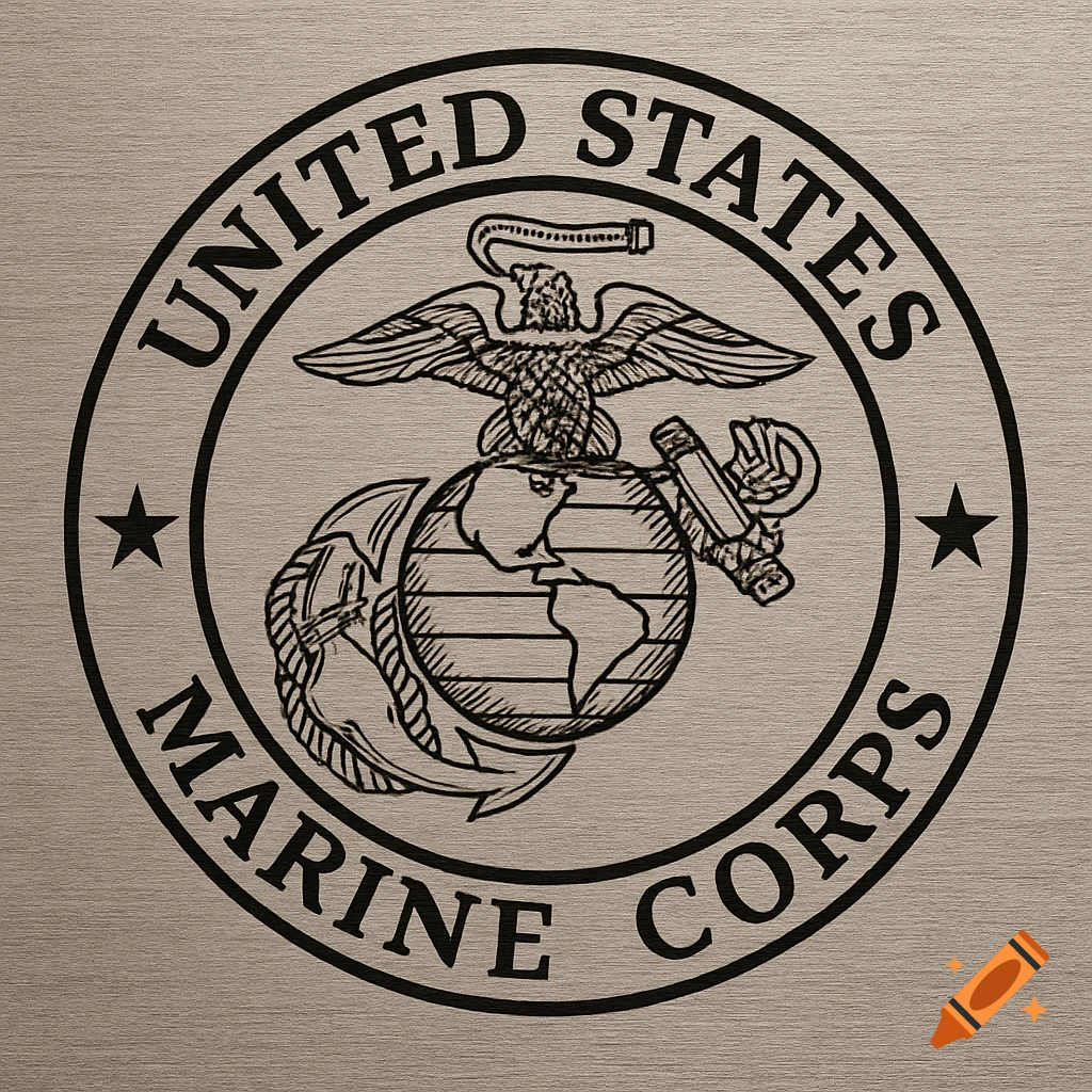 USMC emblem on a textured background, suitable for laser engraving.