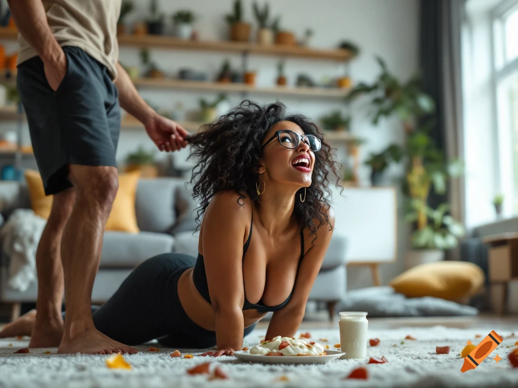 Nude Woman On Hands And Knees
