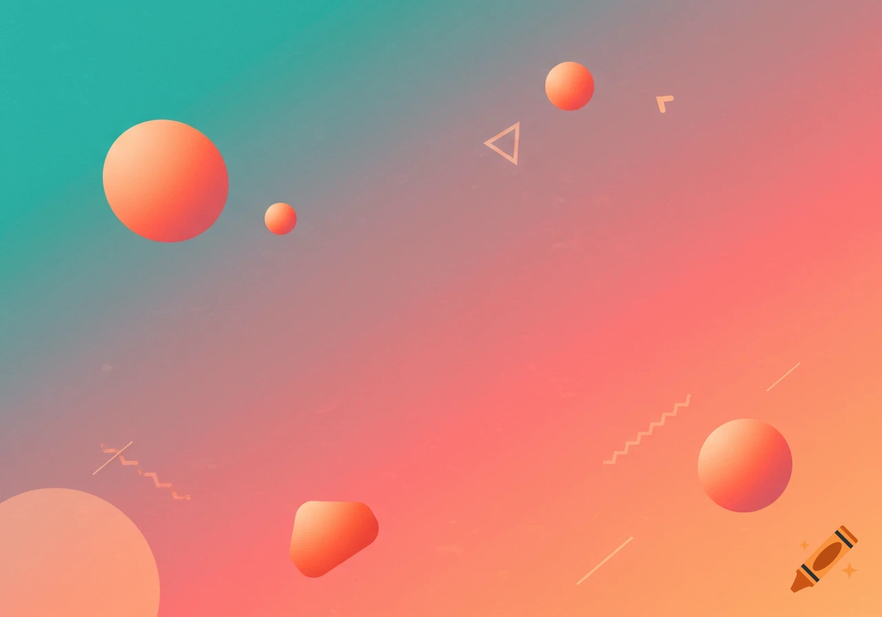 Abstract background with orange shapes and colorful gradient