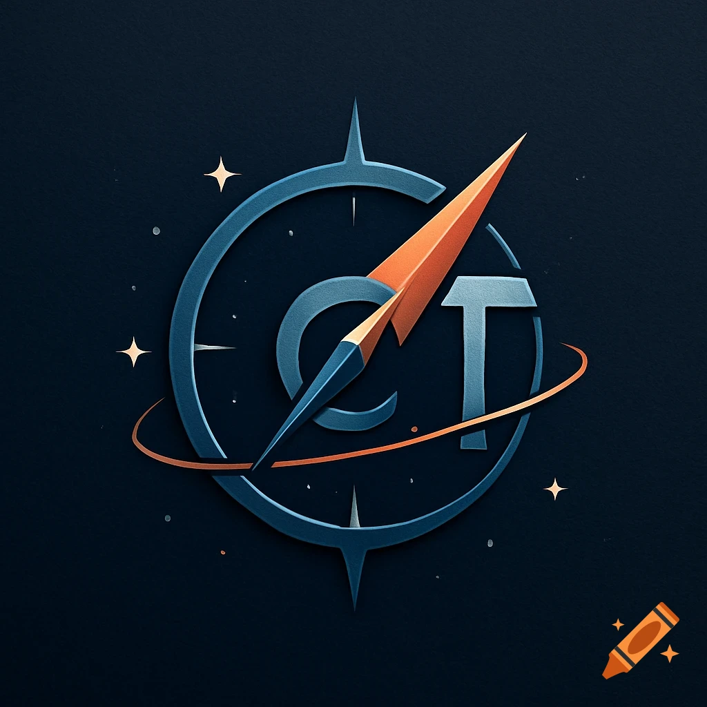 A stylized logo featuring a compass needle over the letters OT within a circle, with celestial elements.