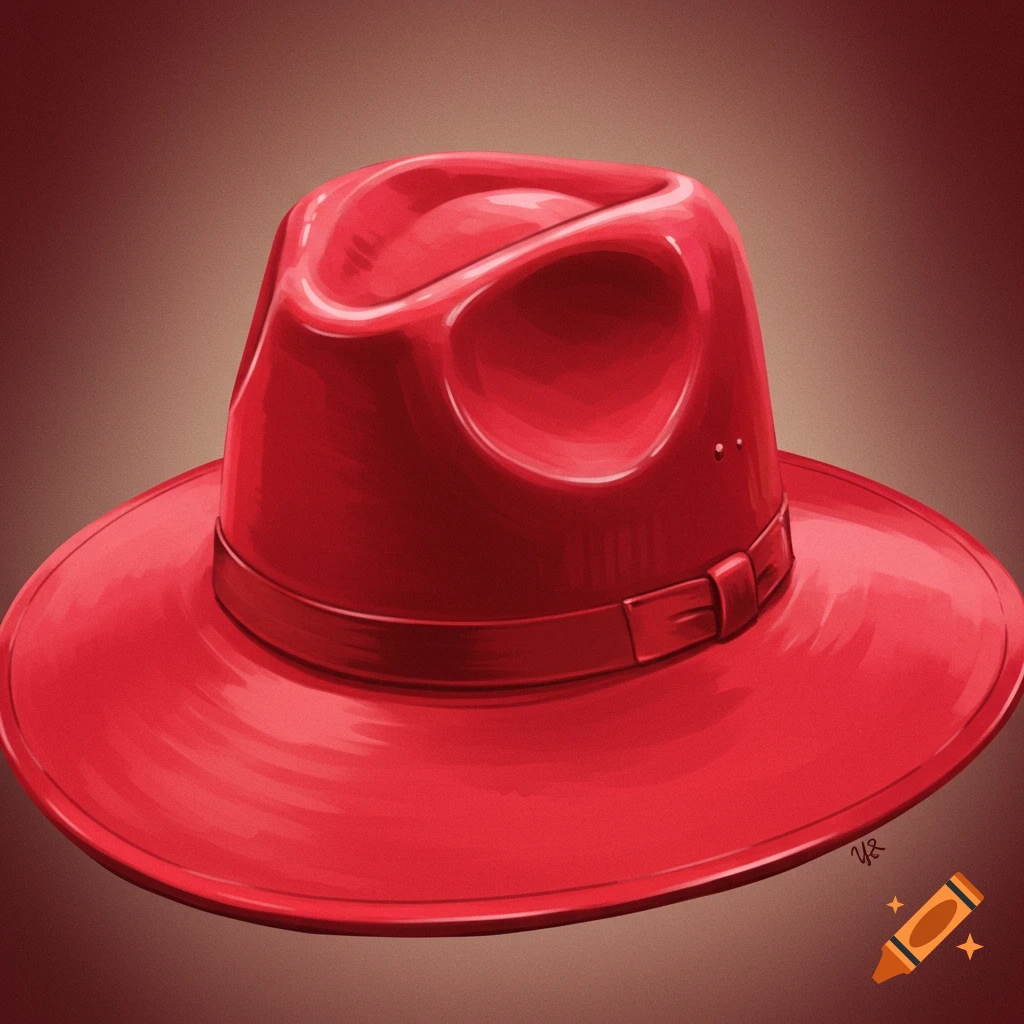 Digital painting of a red fedora hat