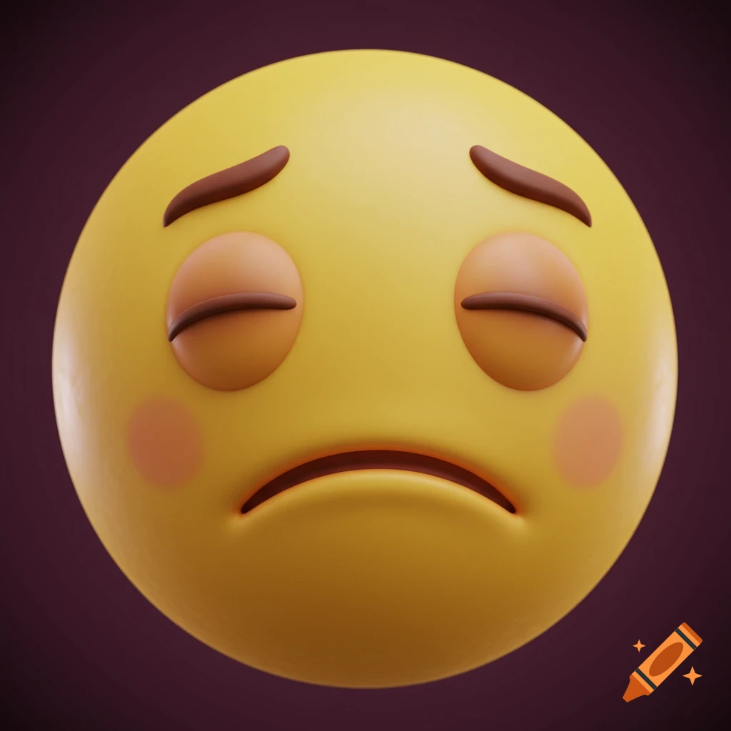 A sad or tired yellow emoji face with closed eyes.