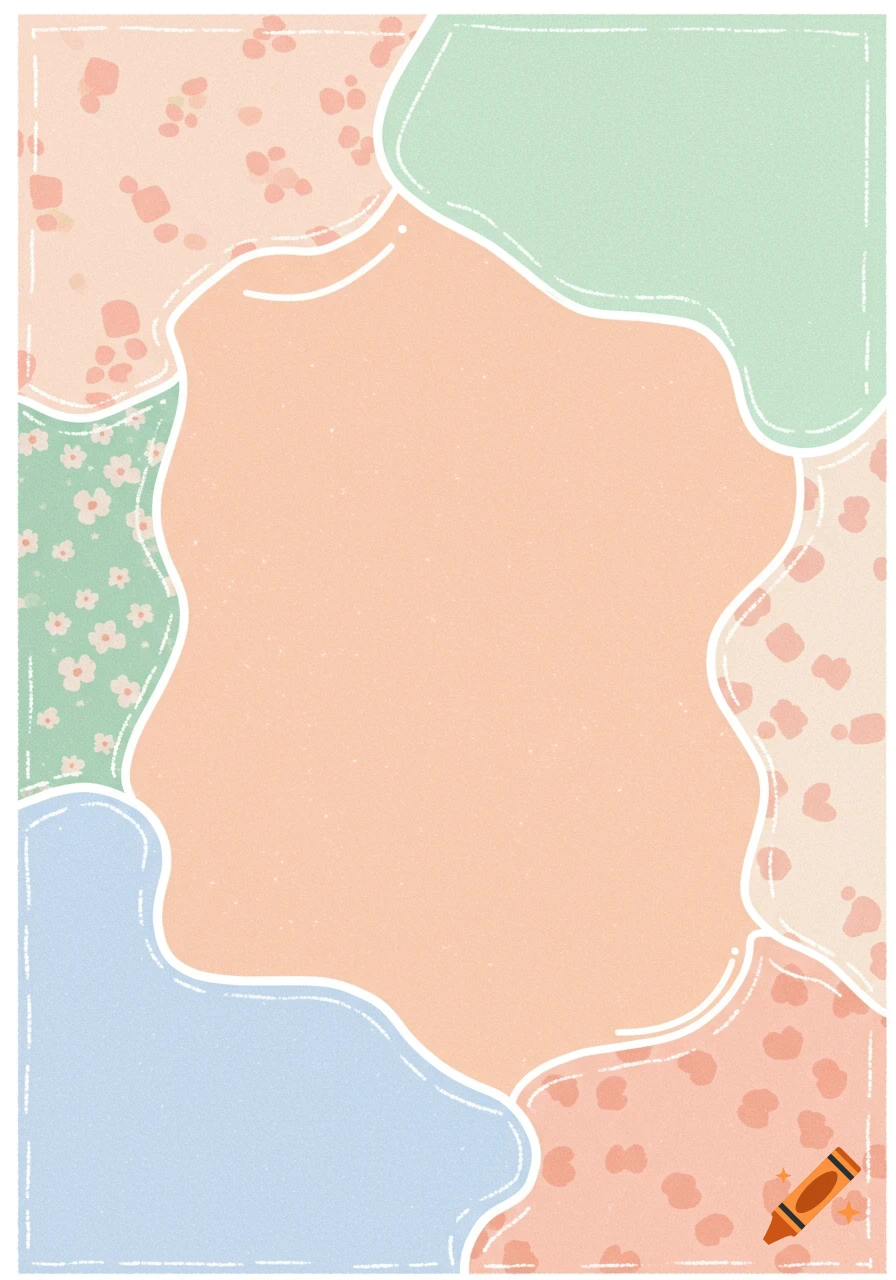 Pastel background with overlapping abstract shapes and patterns.