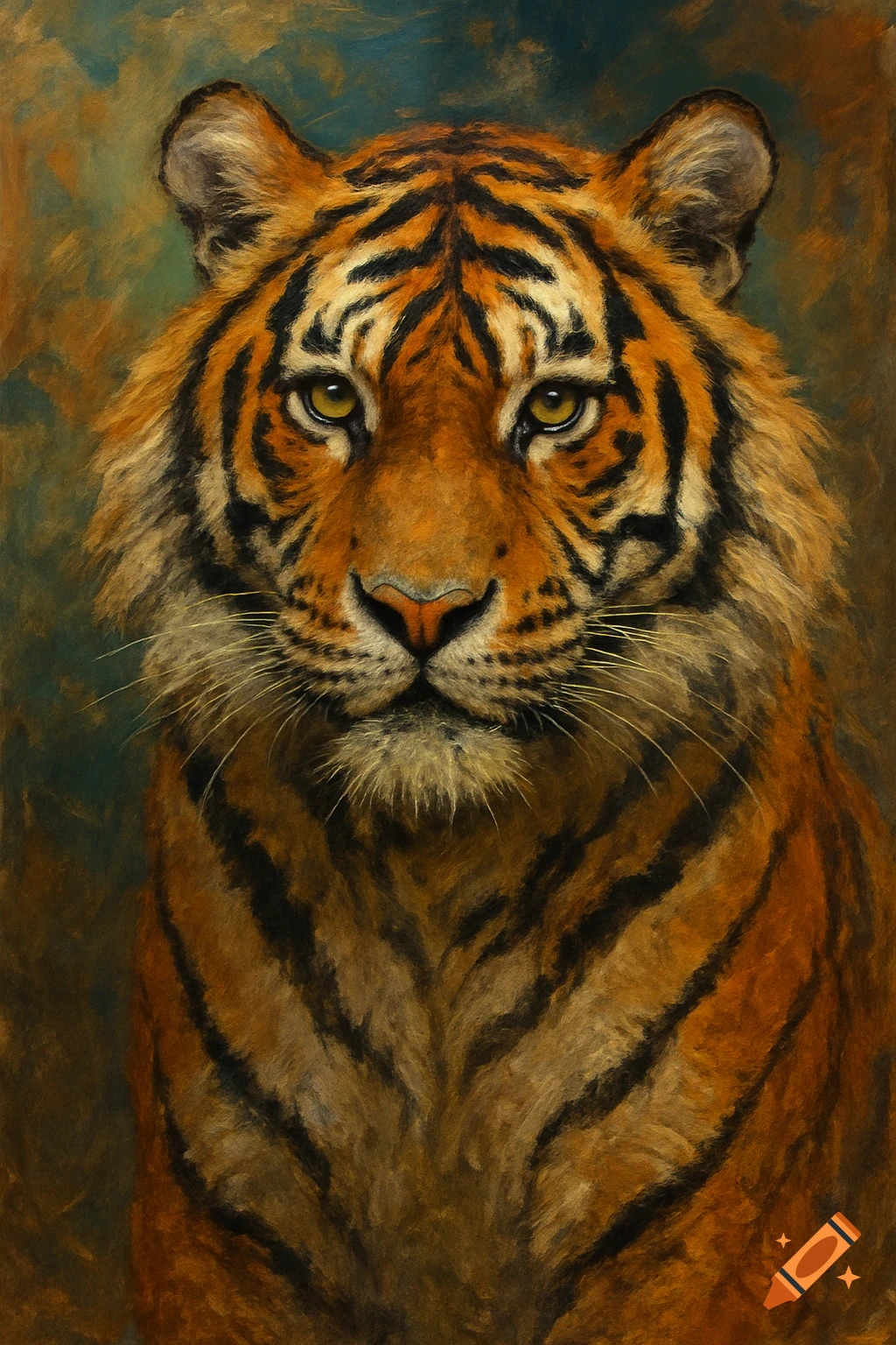 Close-up painting of a tiger portrait