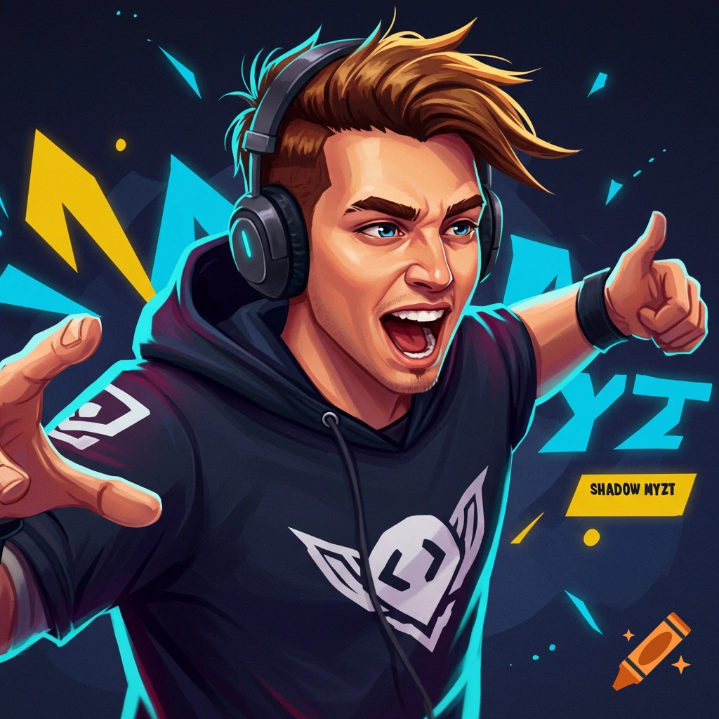 Graphic art portrait of a man in a black hoodie and headphones, giving a thumbs up.