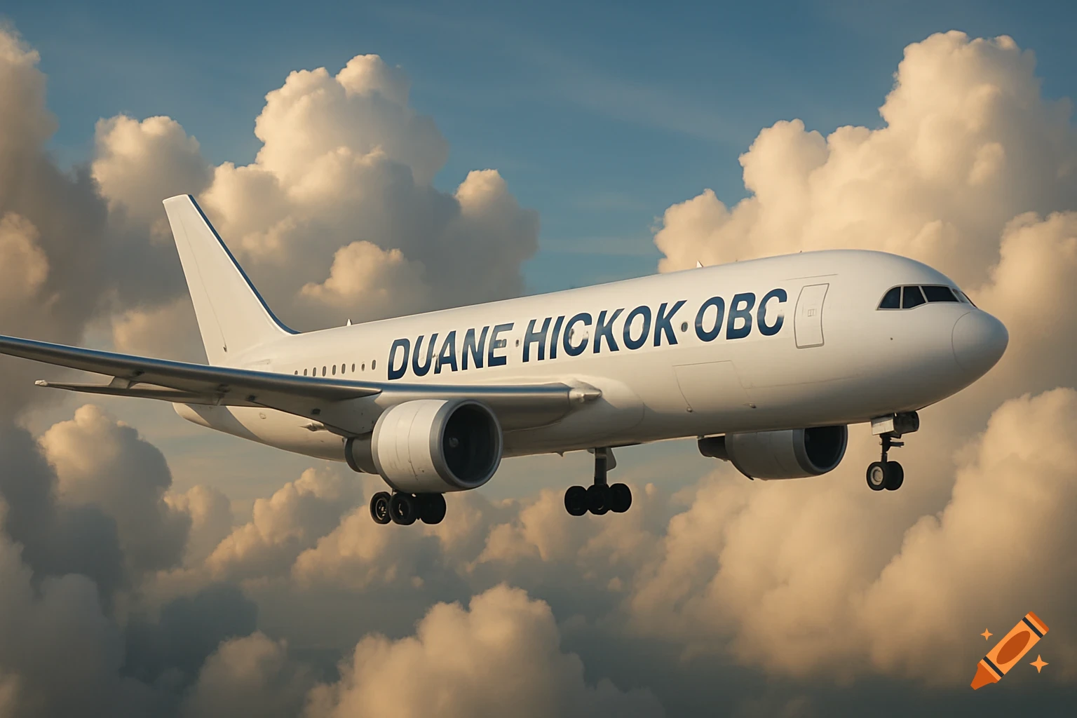 A large jet airplane flying through clouds.