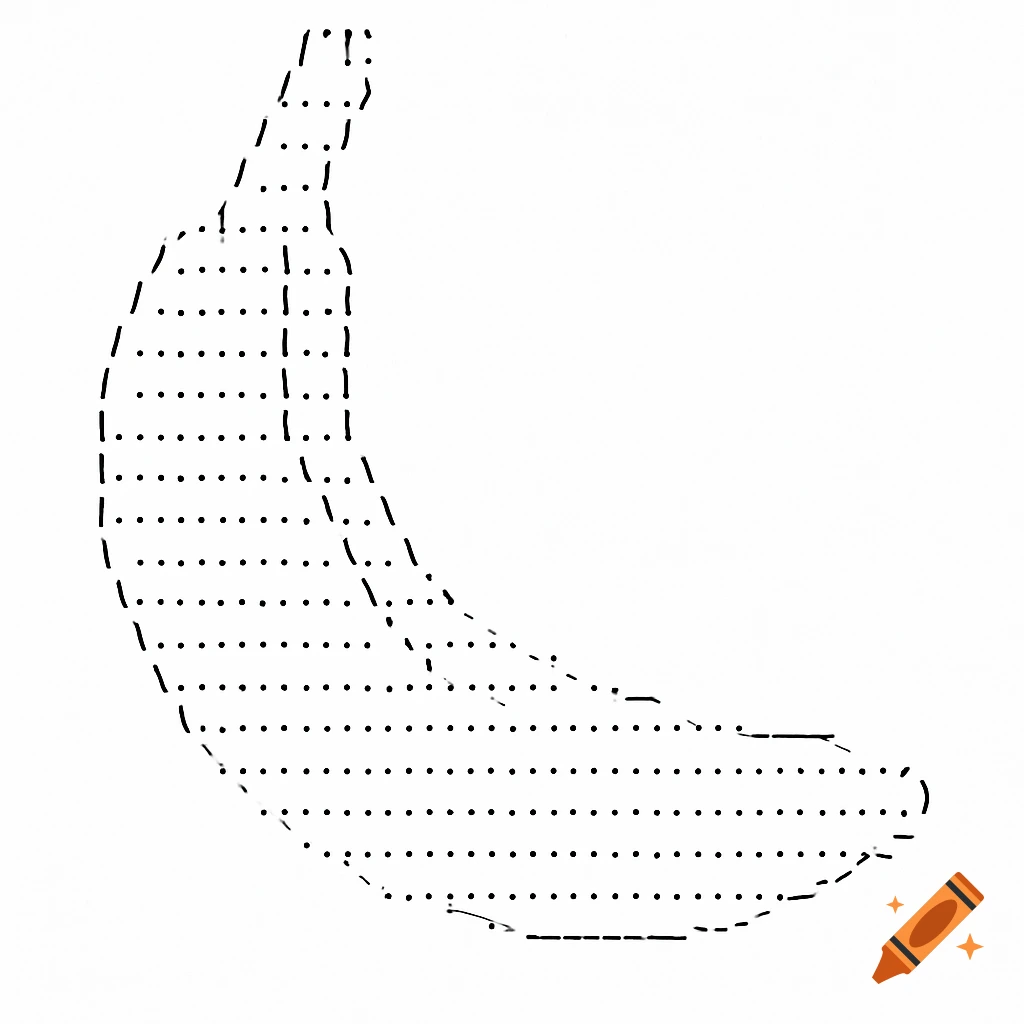 An ASCII art depiction of a banana made of dots, dashes, and slashes ...