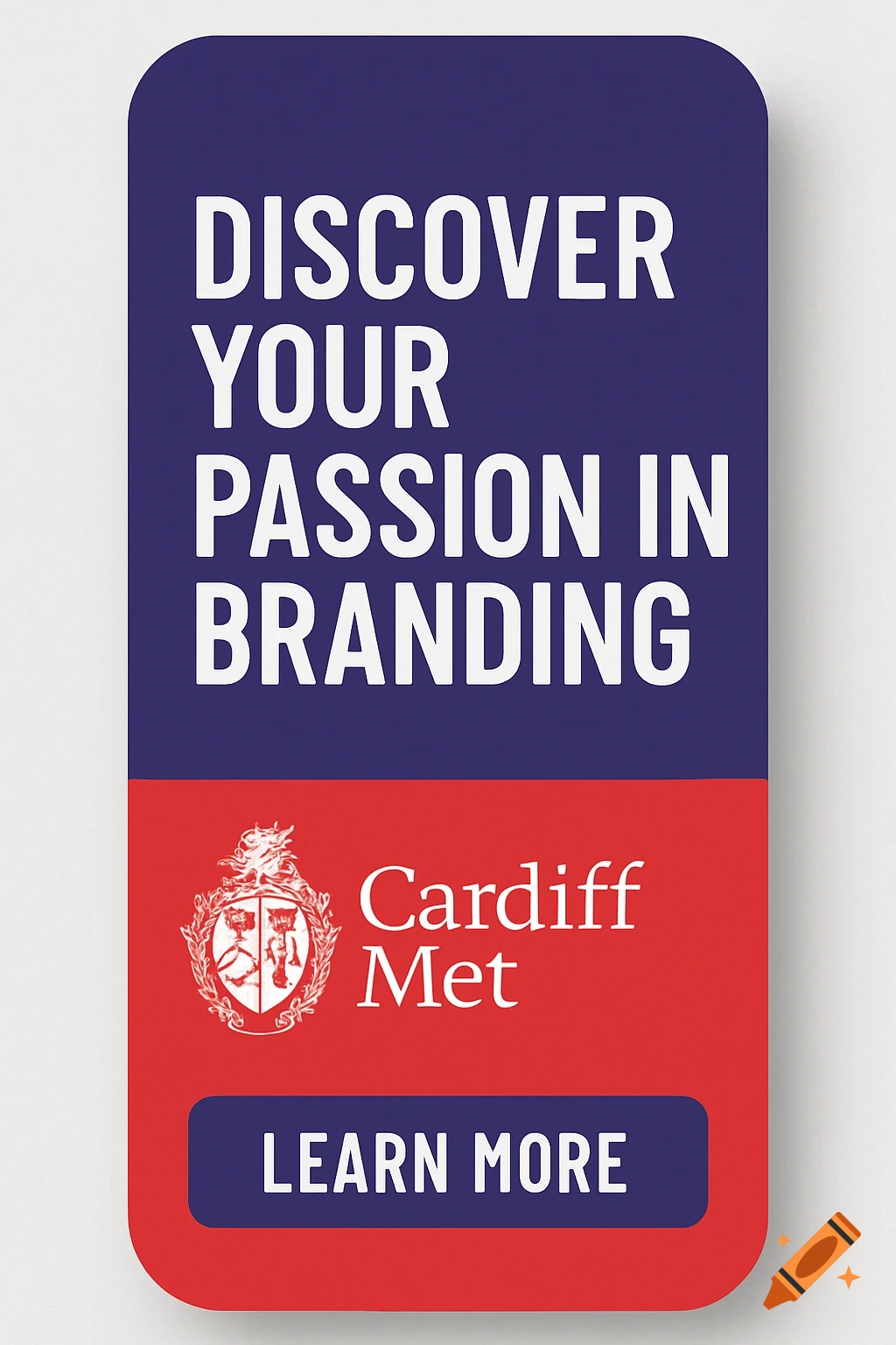 Mobile banner ad for Cardiff Met about branding