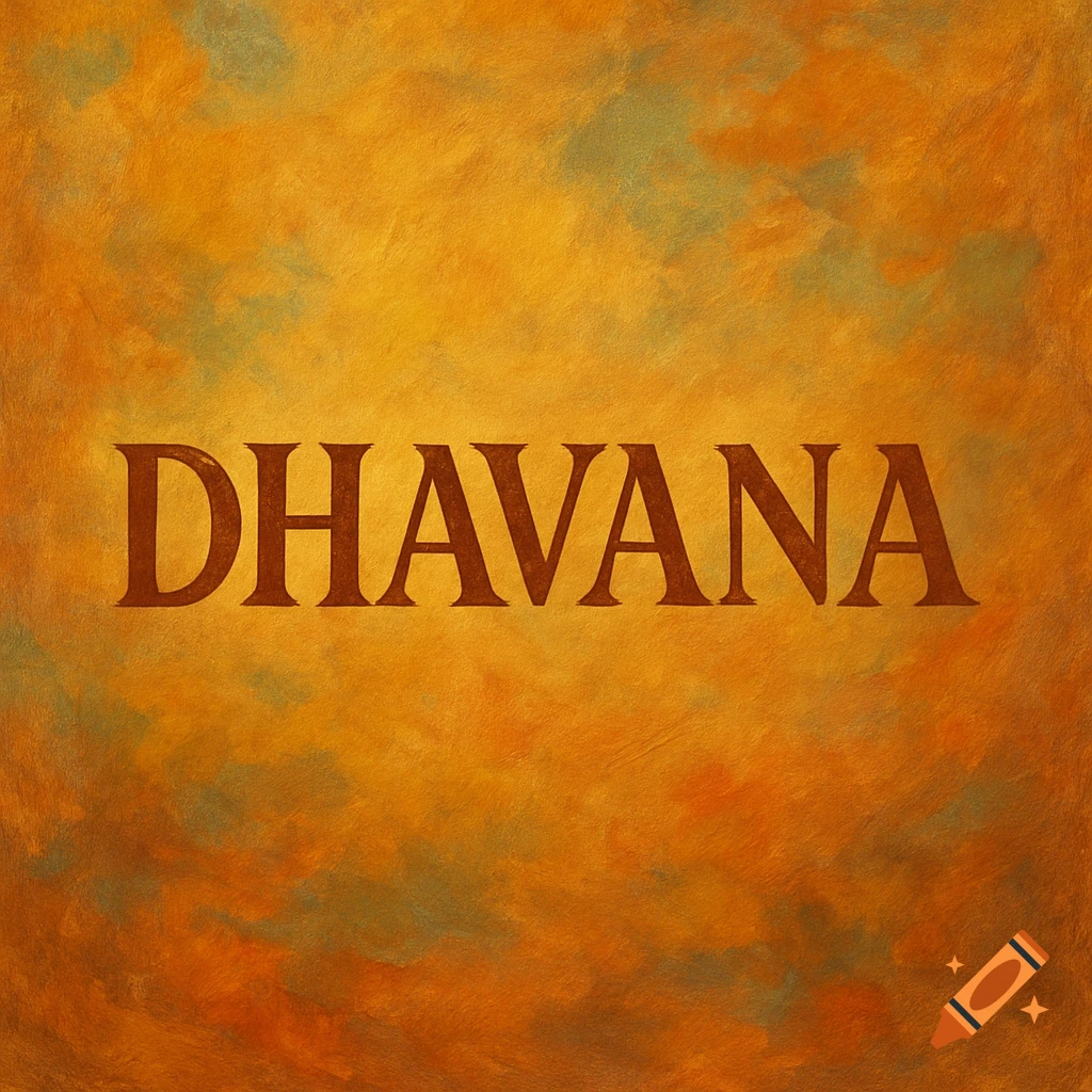 The name DHAVANA on a textured orange and brown background