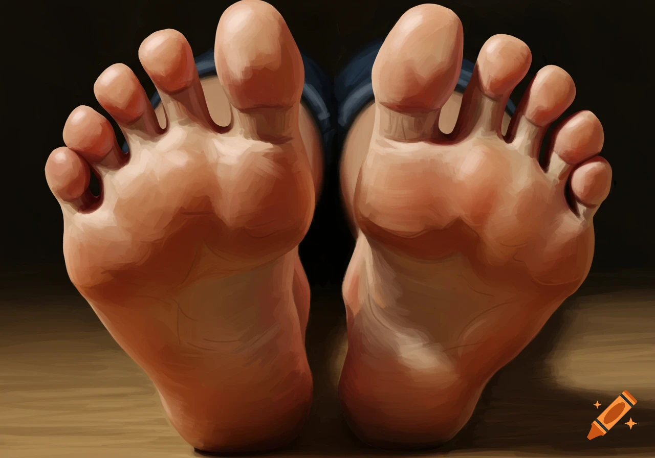 Close-up digital painting of two feet soles