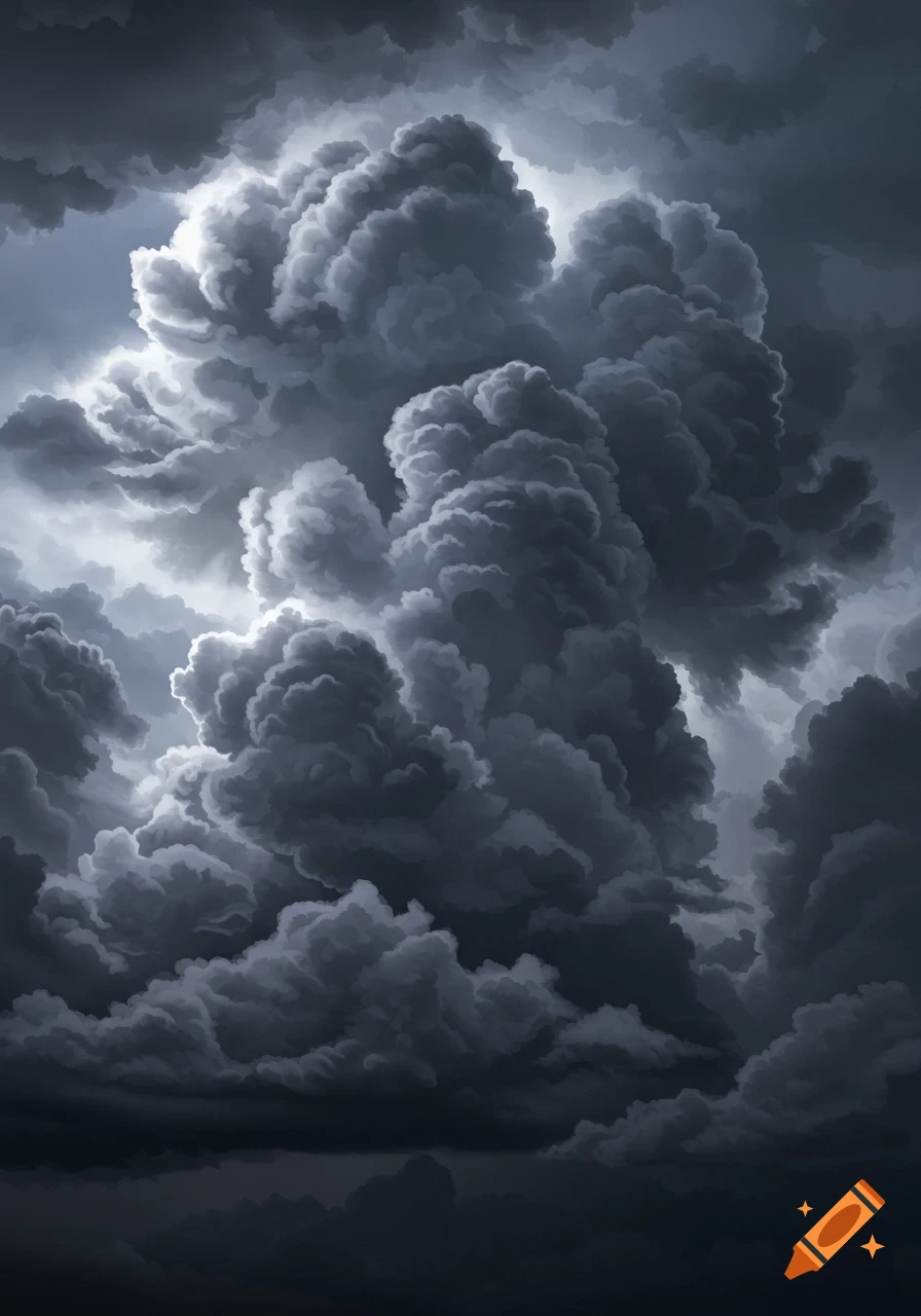 Dramatic dark storm clouds building