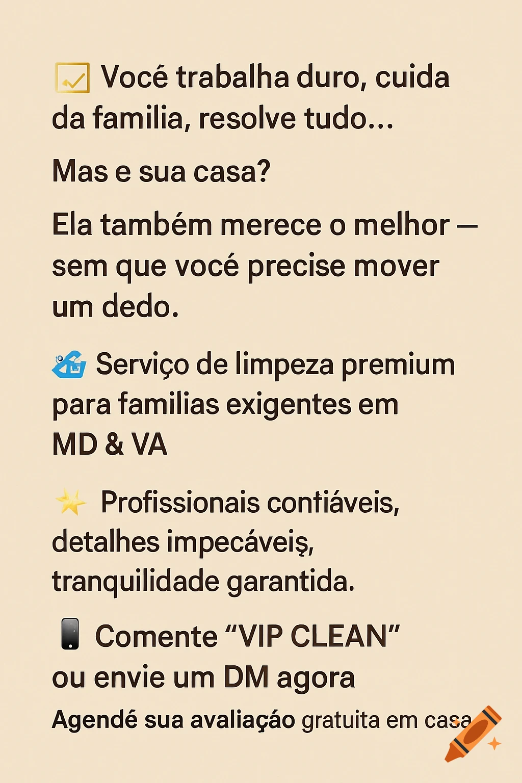 Text advertising a premium house cleaning service with contact information.