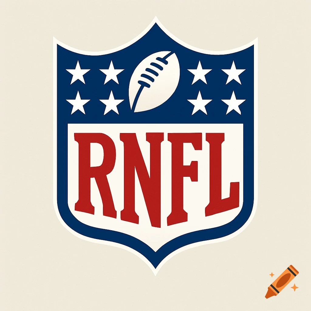 Shield logo with stars, a football, and the letters RNFL, styled like the NFL logo.