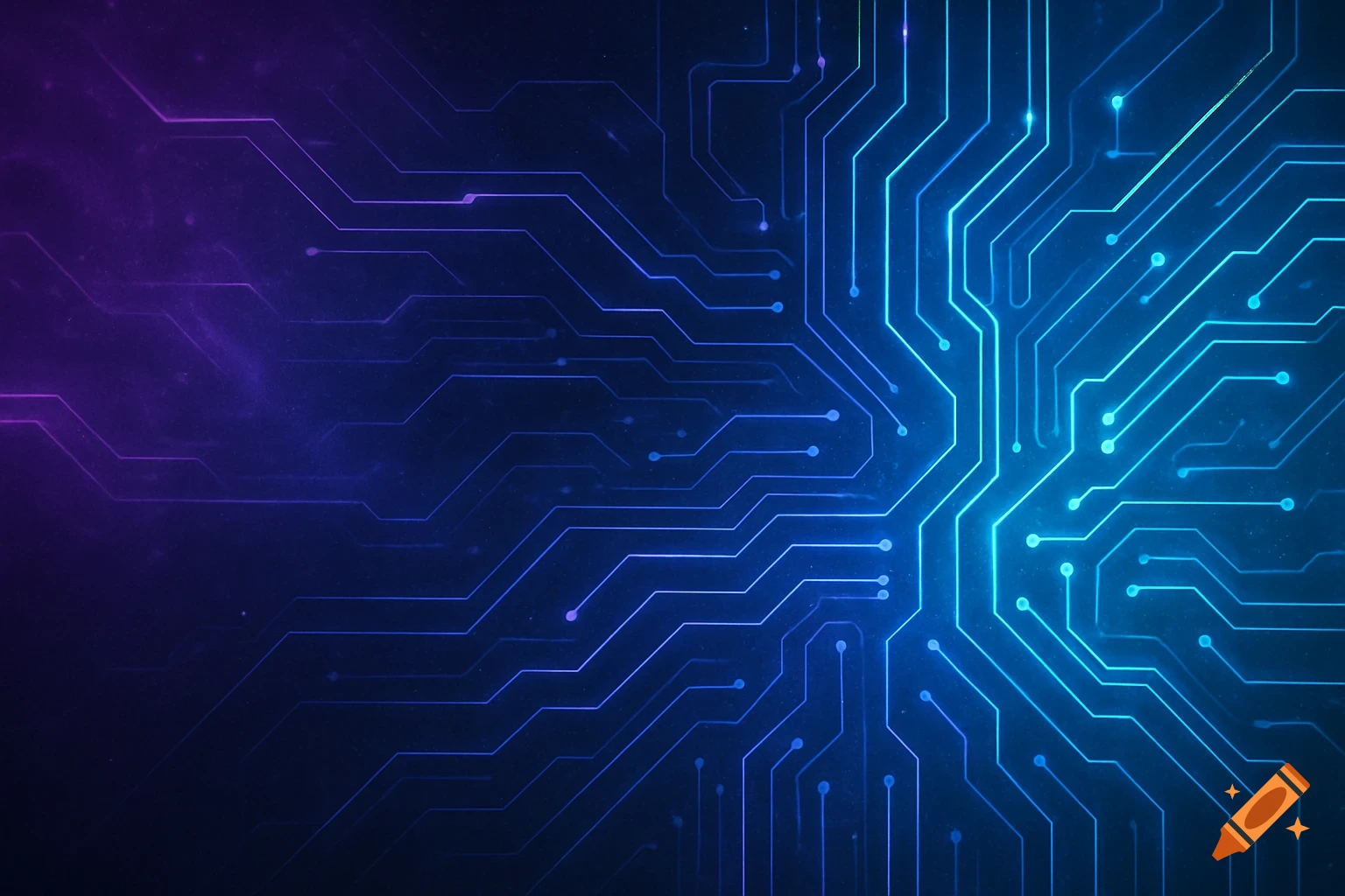 Abstract glowing blue and purple circuit board pattern