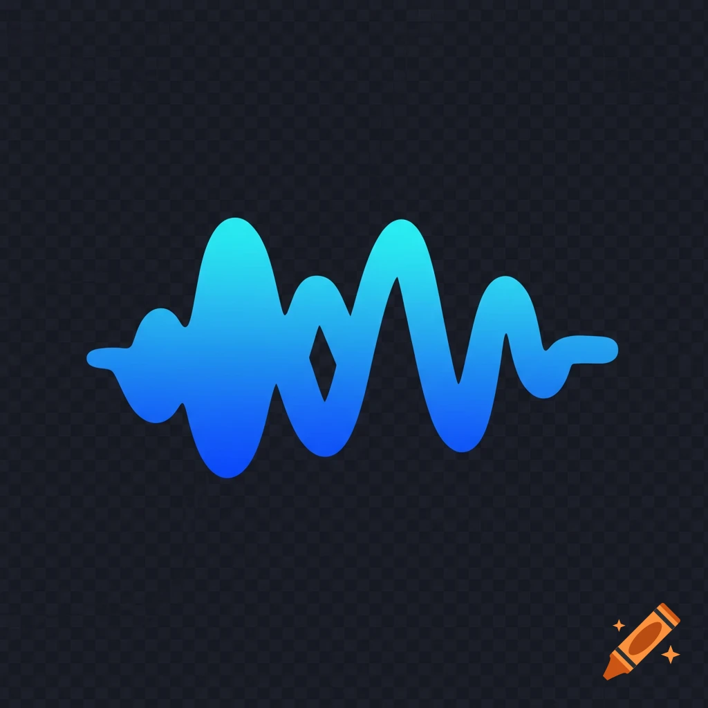 A blue gradient sound wave graphic on a transparent background.
