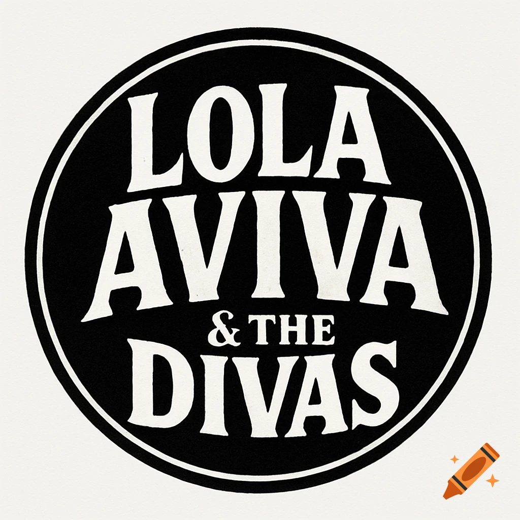 Black and white circular logo for the band LOLA AVIVA & THE DIVAS