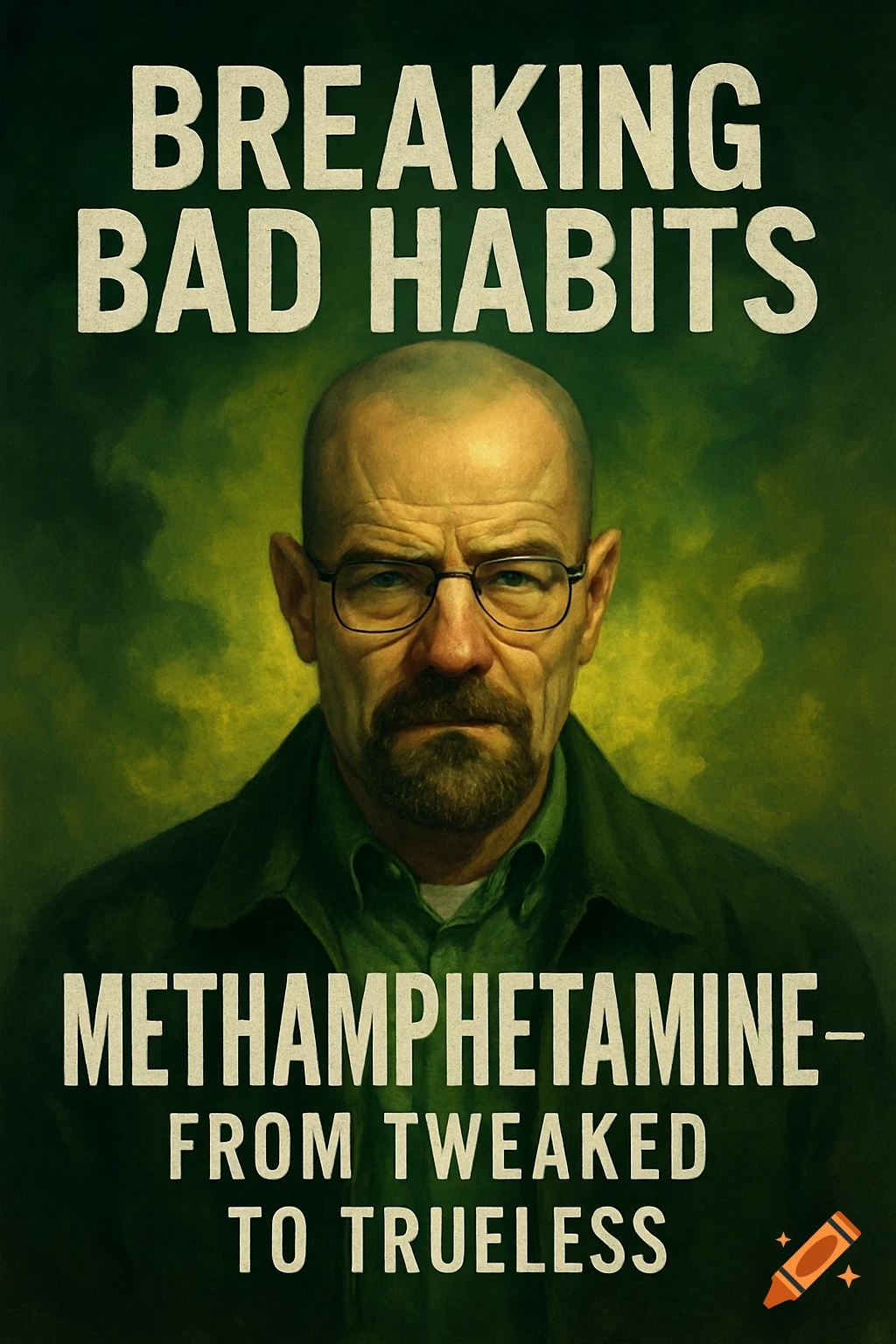 Book cover featuring a portrait of a man resembling Walter White, with the titles 'Breaking Bad Habits' and 'Methamphetamine'.