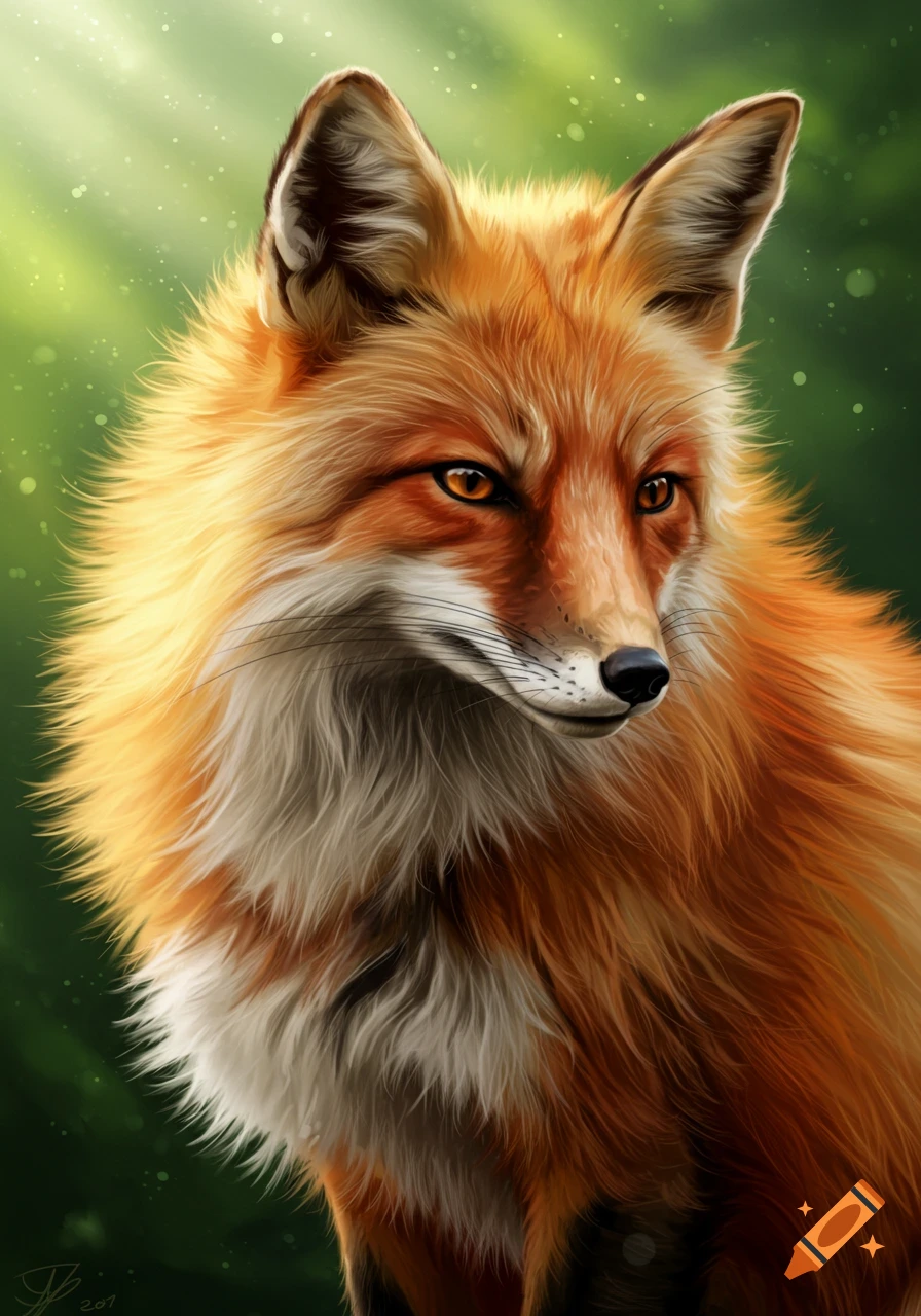 Digital painting of a red fox portrait