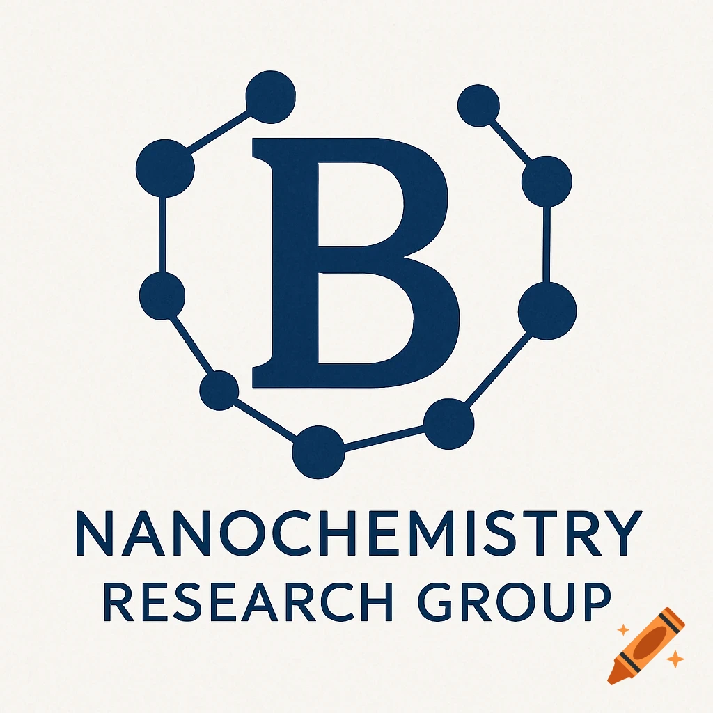Logo for a nanochemistry research group featuring a large letter B within a hexagonal molecular structure.
