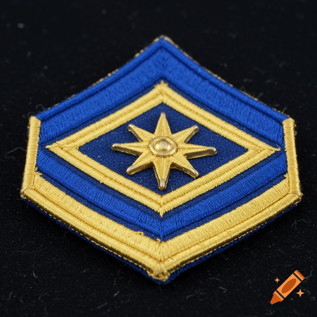 Blue and gold diamond patch with a star