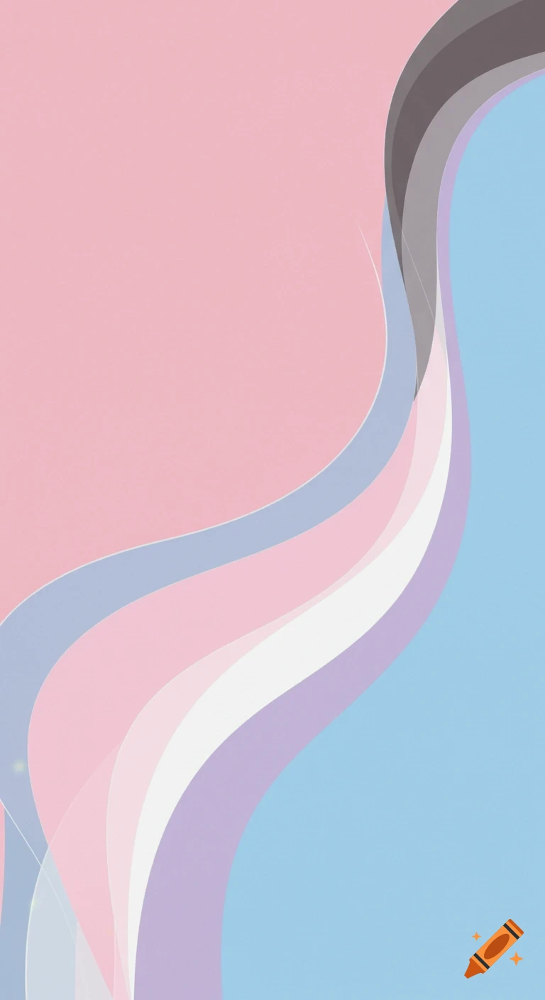 Abstract waves in pink, white, light blue, lavender, gray, and black colors.