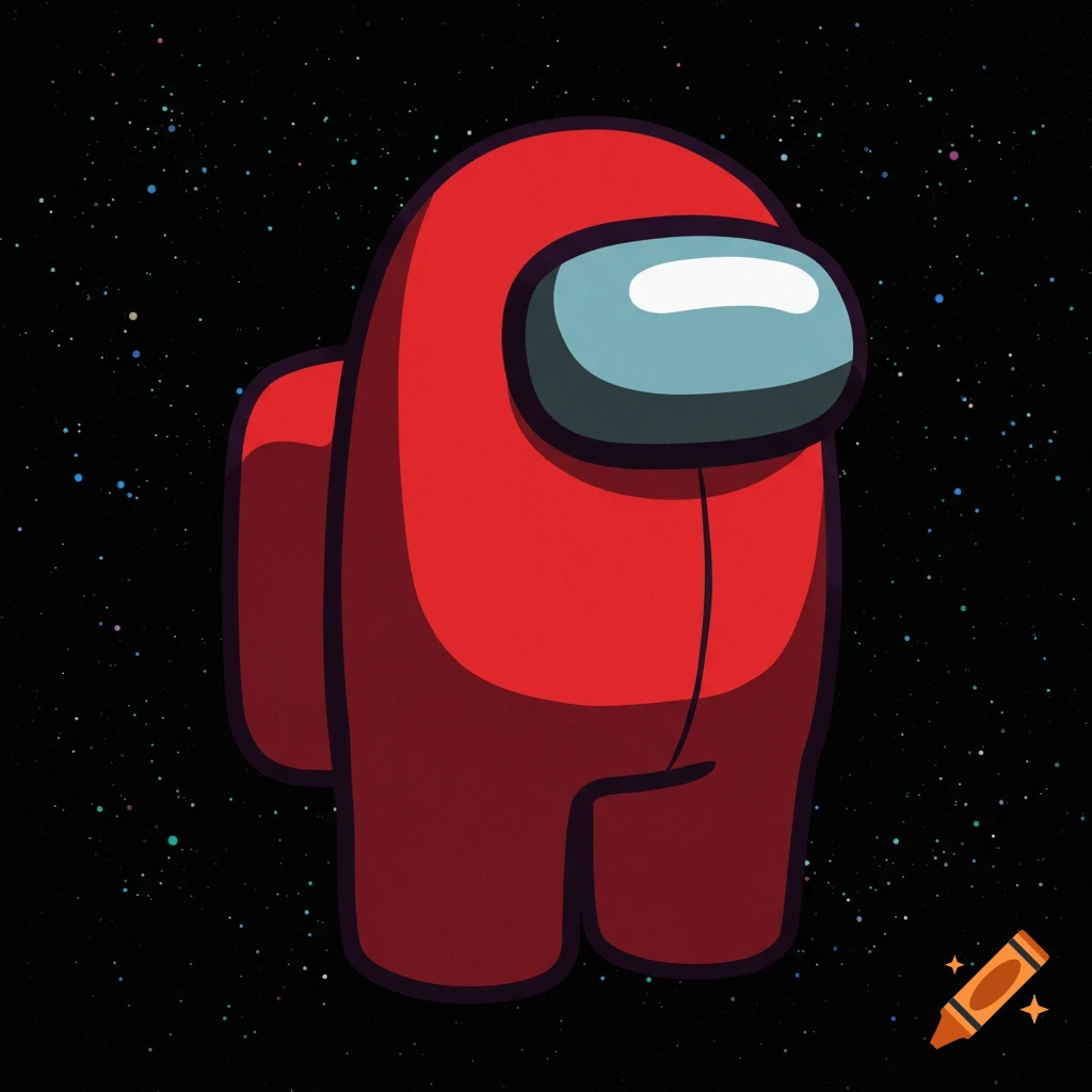 Red Among Us character in space