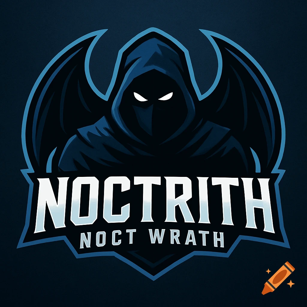 Logo featuring a hooded figure with wings above the text NOCTRITH and NOCT WRATH in blue.